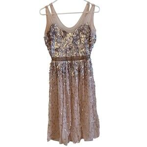 French Connection A Line Dress Knee Length Womens Size 0 Pink Sequin Cocktail